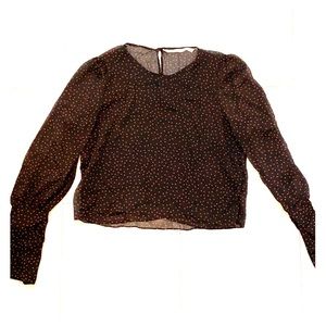 Black Zara blouse with small red hearts